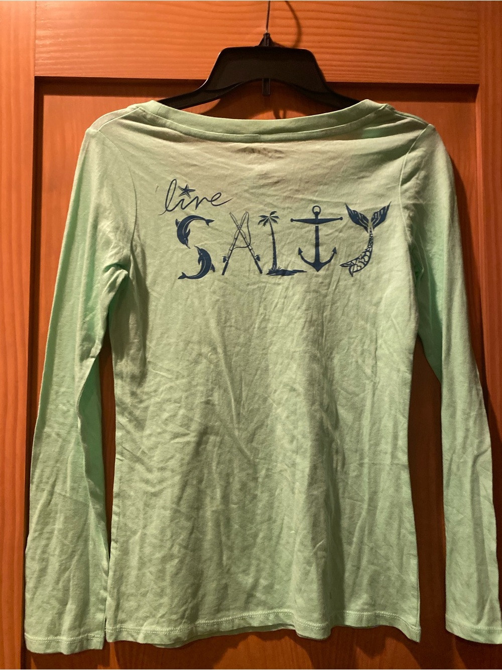 Salt Life Women’s Lime Green Scoop Neck Live Salty L/ S Shirt NWT S